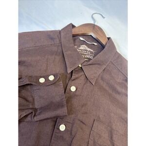 Tommy Bahama Button Up Shirt Brown Solid Long Sleeve Men's XL All Line